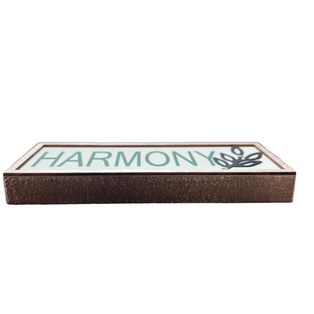 Harmony Inspirational Quote Decorative Wooden Cream And Green Wooden Sign New - Picture 2 of 6